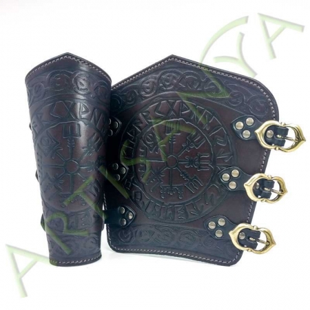 Canons d'avant bras Vegvísir_Viking marron