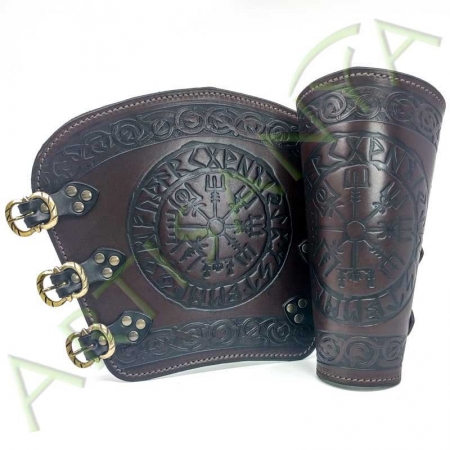 vue de face des Canons d'avant bras Vegvísir_Nordique marron