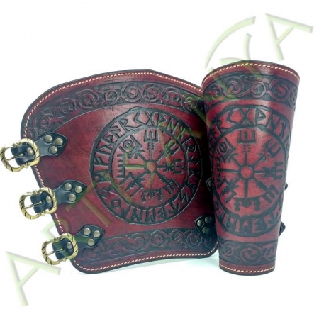 vue de face des Canons d'avant bras Vegvísir_Viking rouge