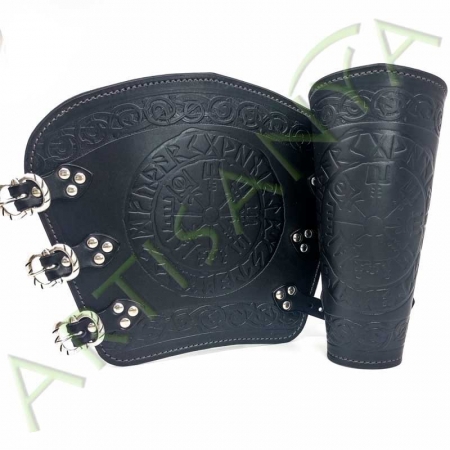 vue de face des Canons d'avant bras Vegvísir_Viking noir