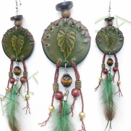 Boucle d'oreille en cuir_ Wood spirit