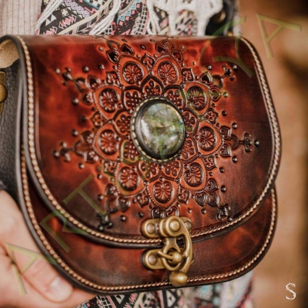 Sac Edda_motif mandala avec pierre sertie